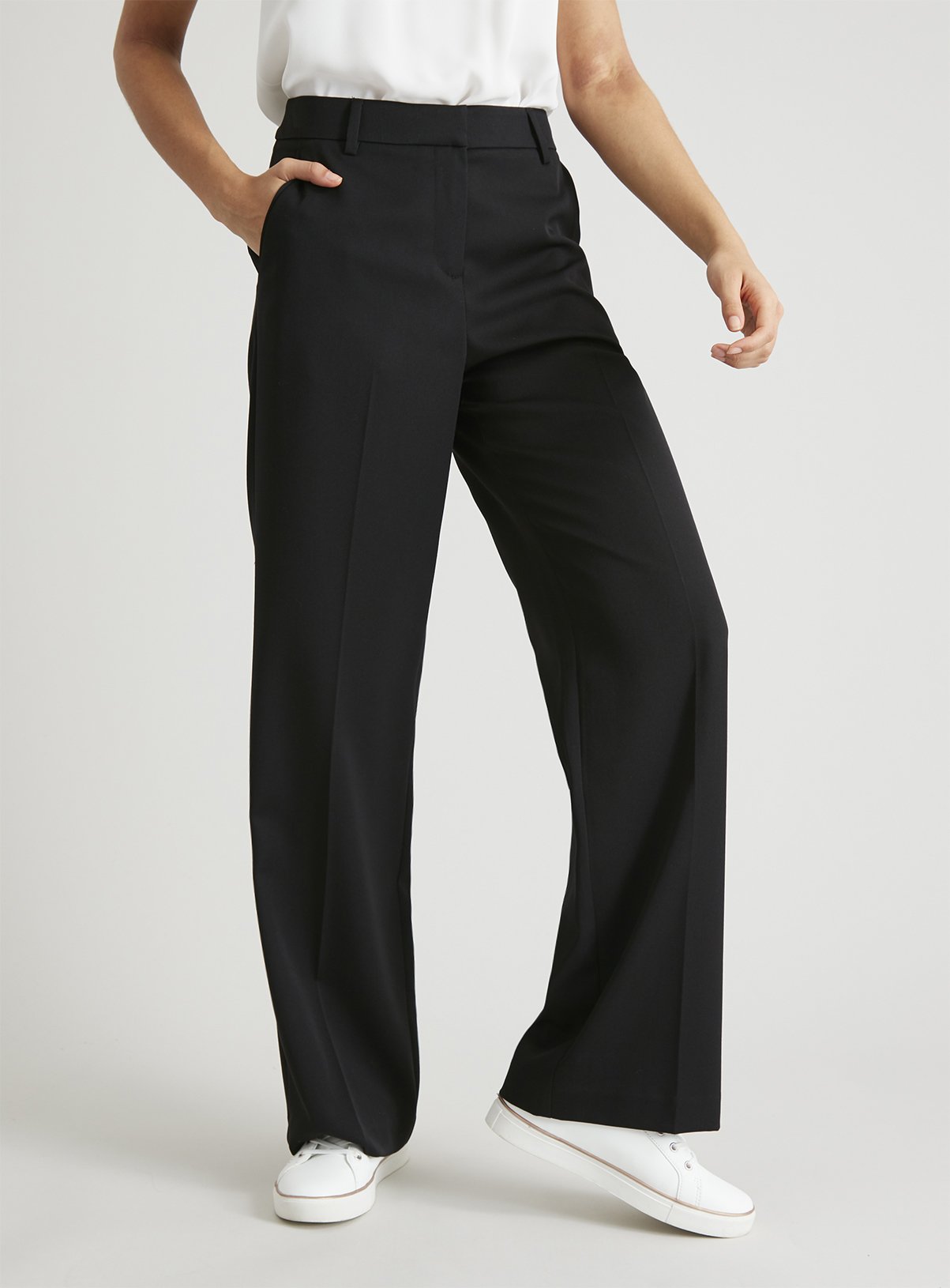 Womens Black Wide Leg Trousers