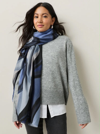 Navy Swirl Lightweight Scarf