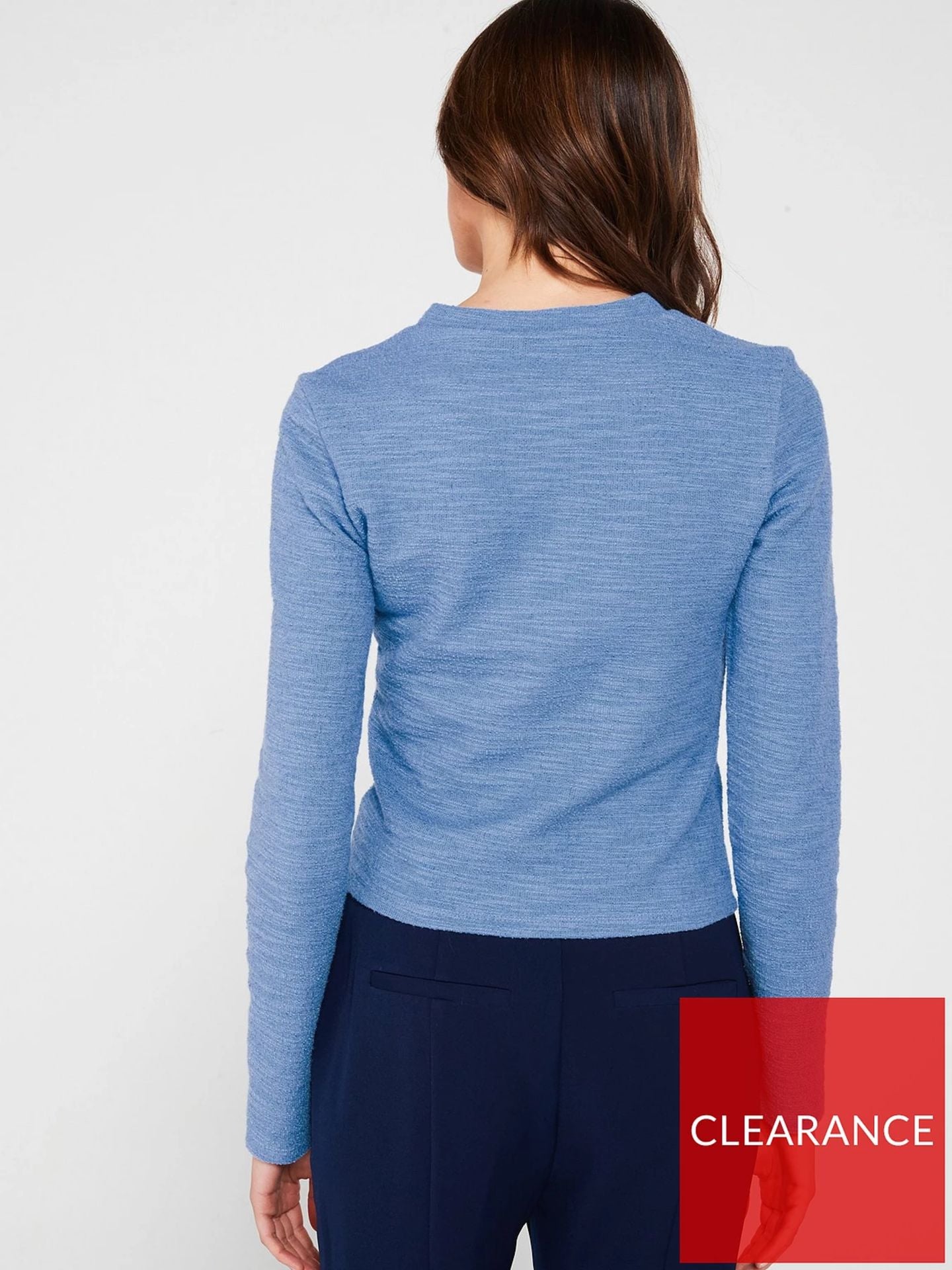 Blue Boucle Cardigan Top