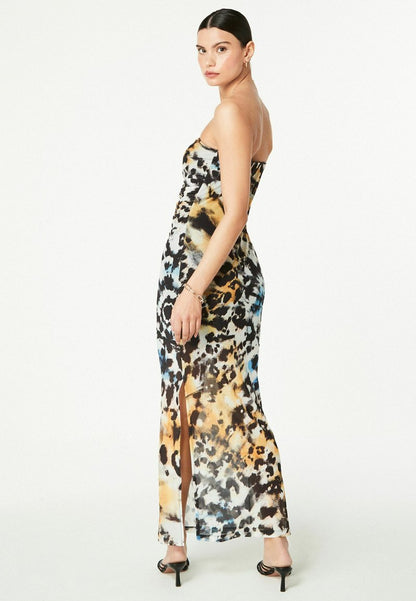 Animal Bandeau Mesh Jersey Dress