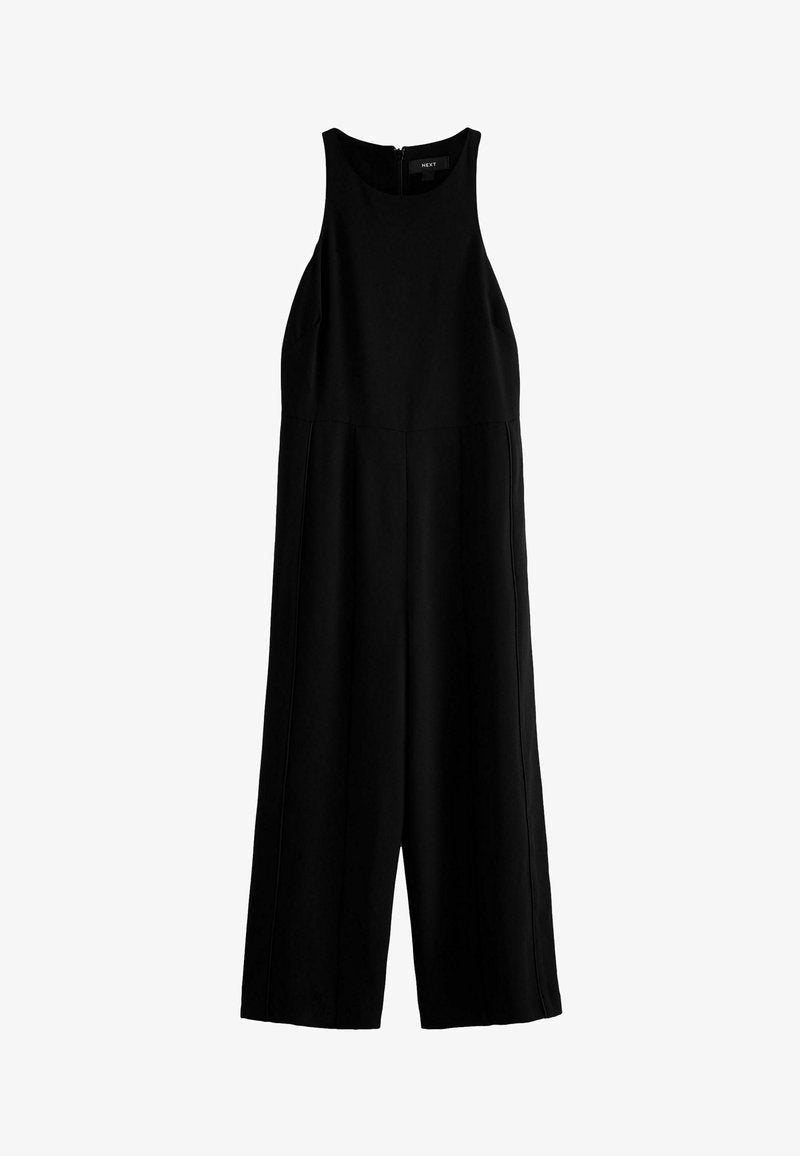 Black Sleeveless Wide Leg Crepe Jumpsuit