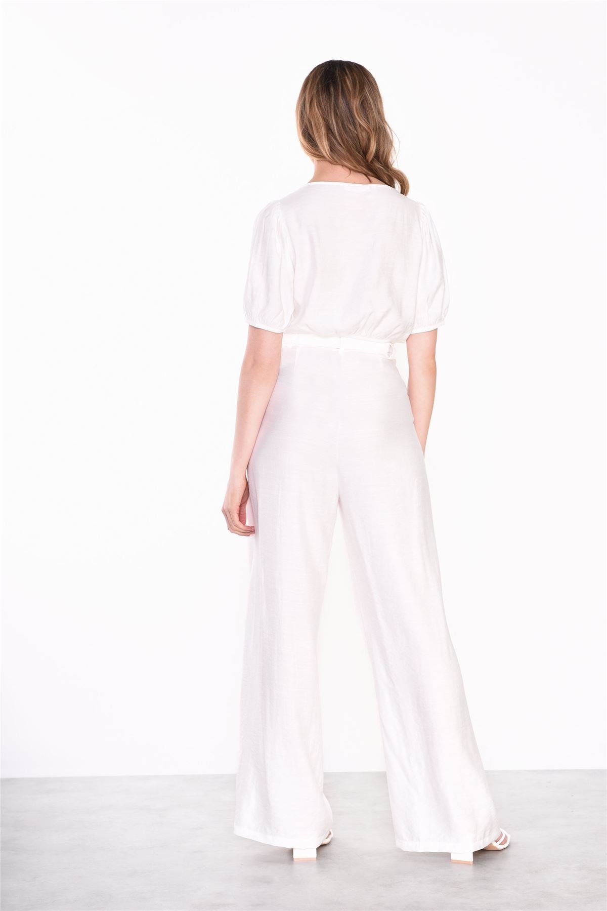 White Belted Wide-Leg trousers