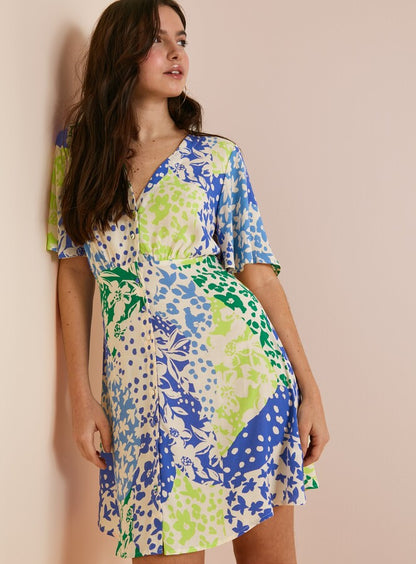 Everbelle Patchwork Floral Mini Dress