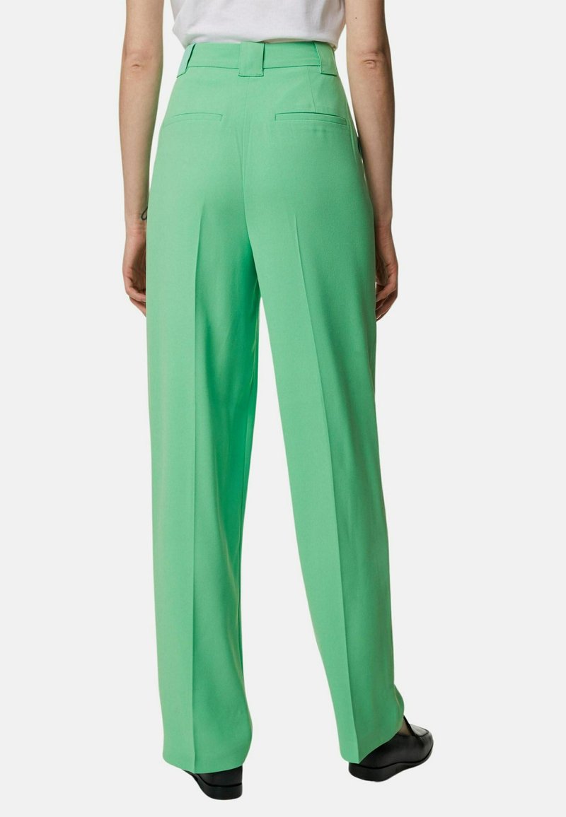 Crepe Pleat Front Straight Leg Trousers Green