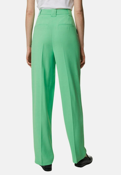 Crepe Pleat Front Straight Leg Trousers Green