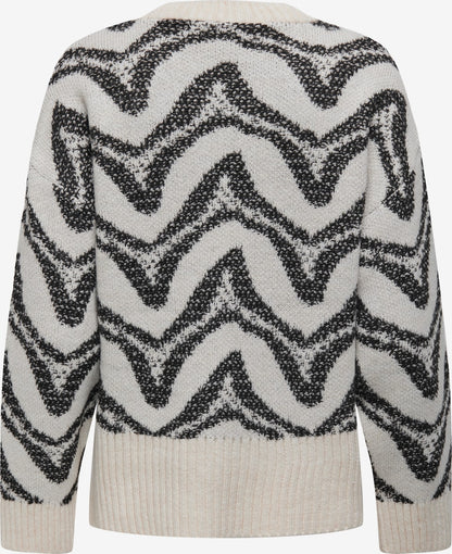 Cloud Dancer Black  O-Neck Knit Sweater