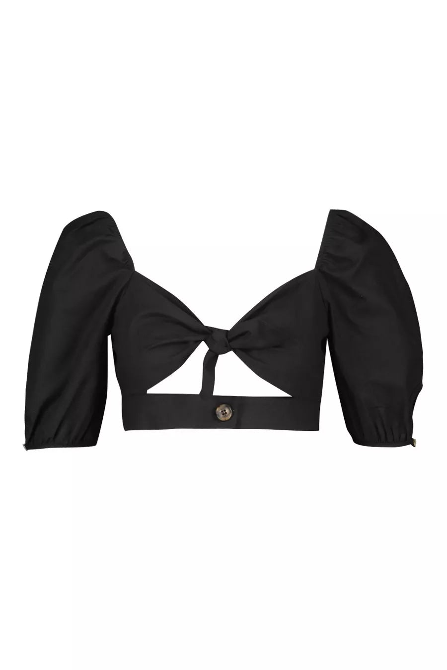 Linen Look Tie Detail Crop Top