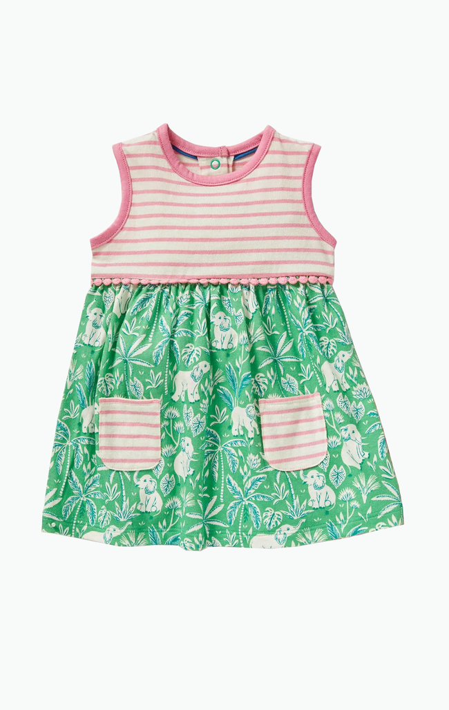 Aloe Green Elephant Palm Sleeveless Jersey Dress