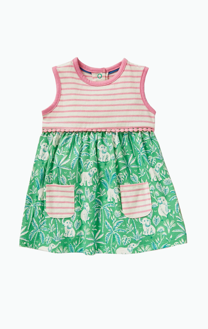 Aloe Green Elephant Palm Sleeveless Jersey Dress