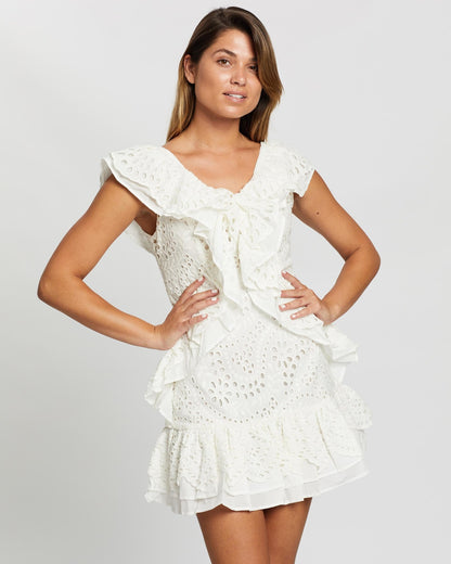 V Neck Crochet Dress