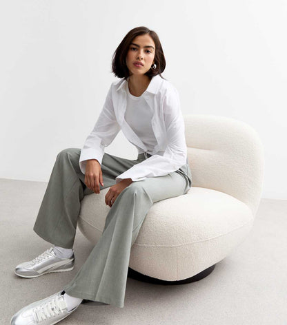 Tall Grey Elasticated Wide Leg Trousers