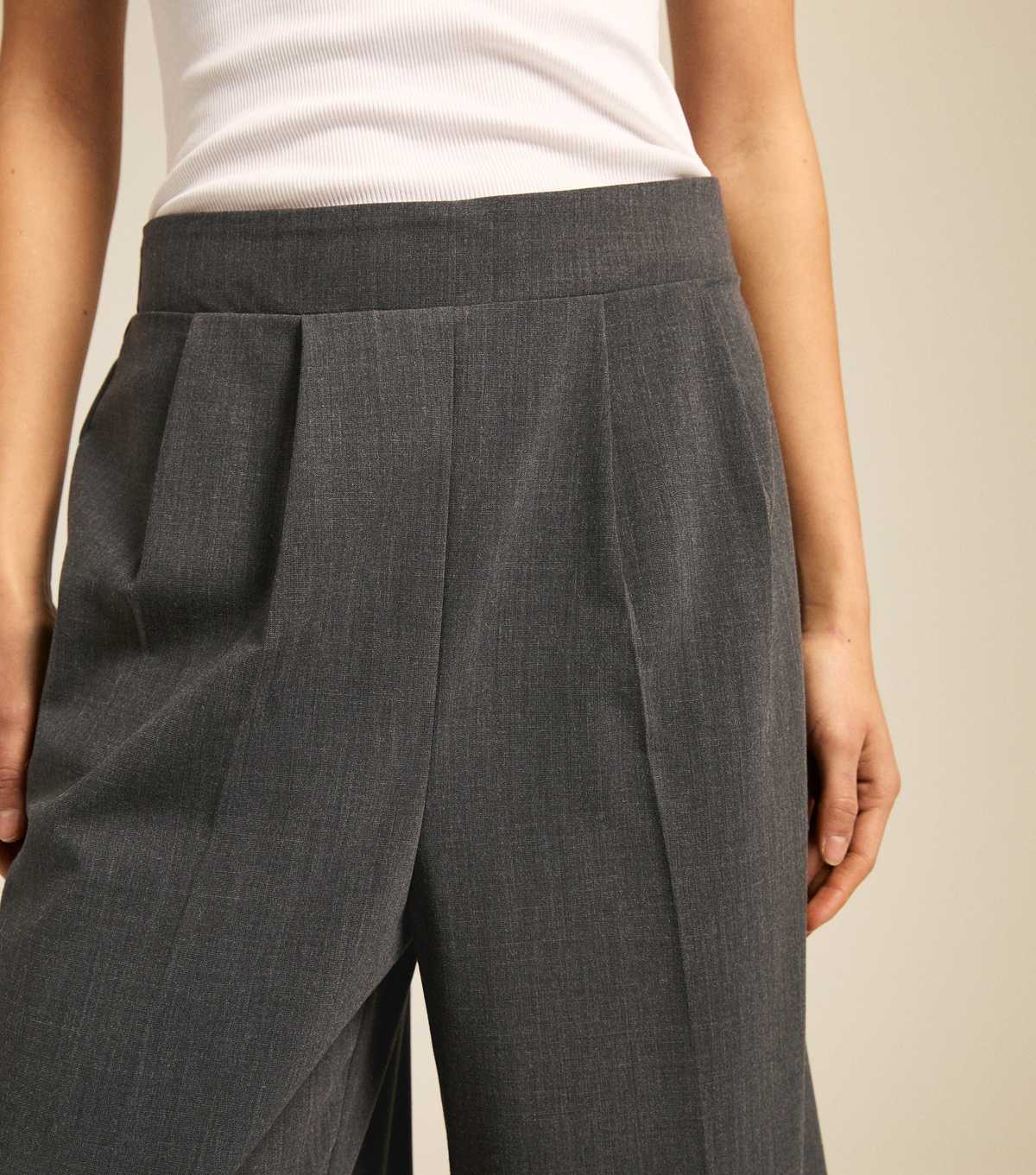 Tall Grey Elasticated Wide Leg Trousers Dark Grey