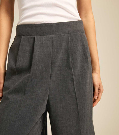 Tall Grey Elasticated Wide Leg Trousers Dark Grey