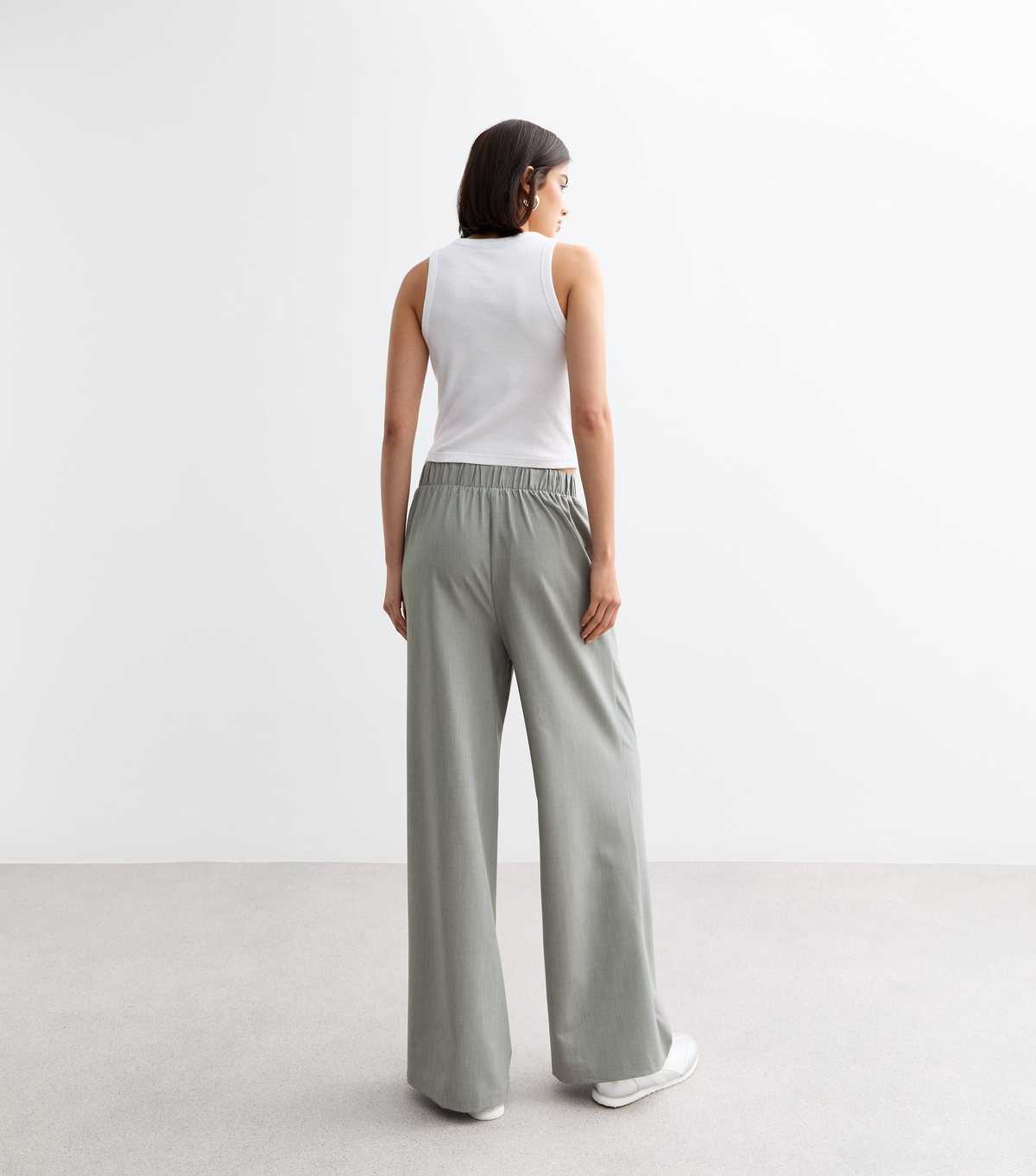 Tall Grey Elasticated Wide Leg Trousers