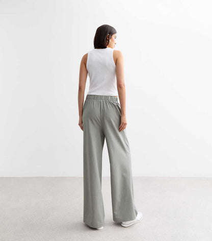 Tall Grey Elasticated Wide Leg Trousers