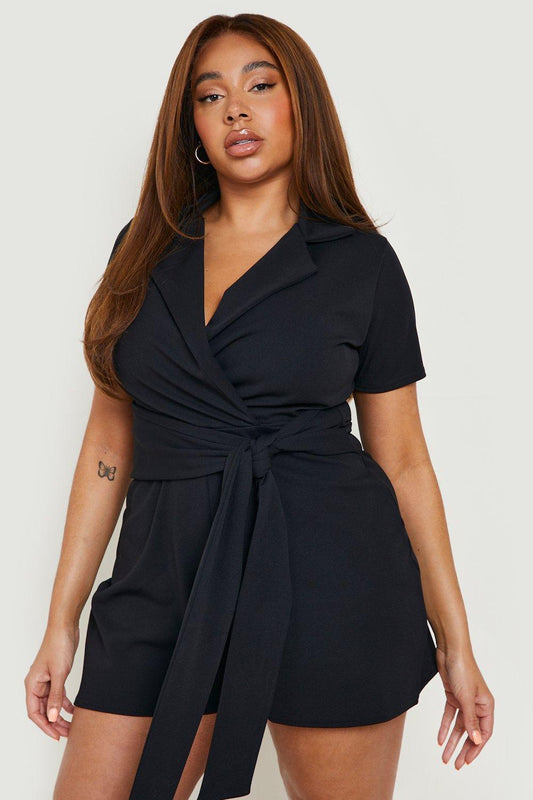 Short Sleeve Tie Front Playsuit
