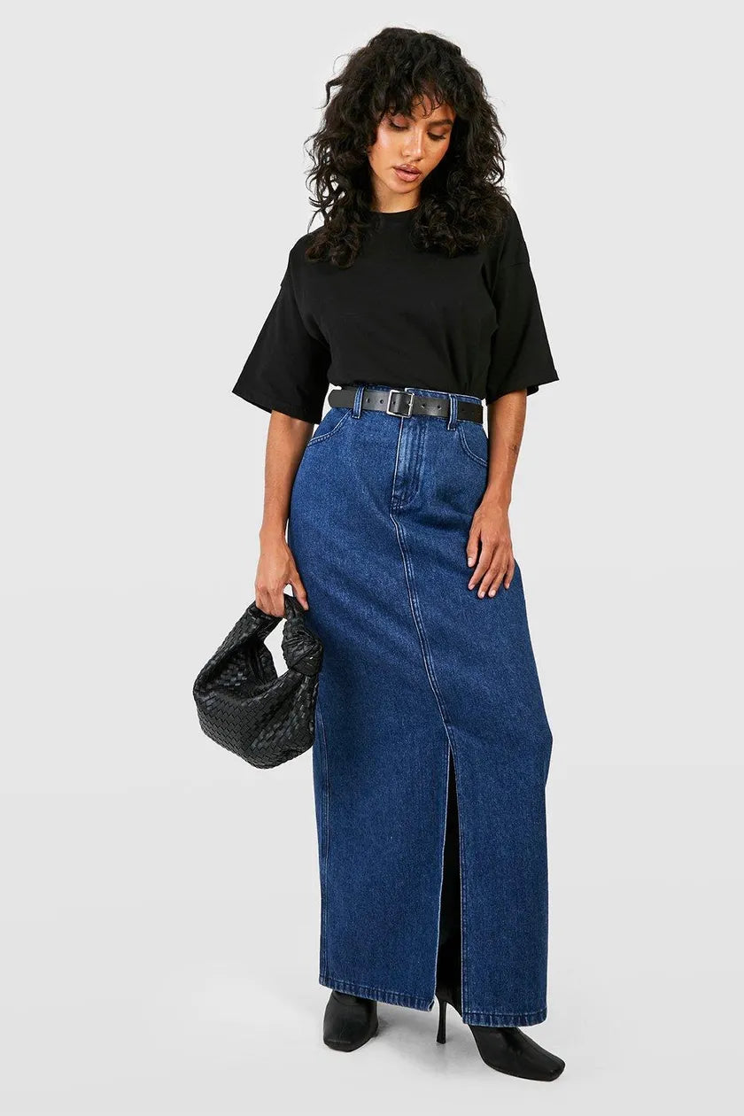 Indigo Wash Denim Maxi Skirt