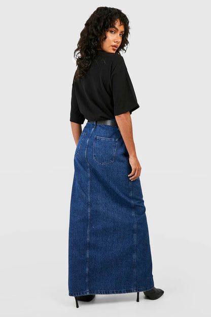 Indigo Wash Denim Maxi Skirt