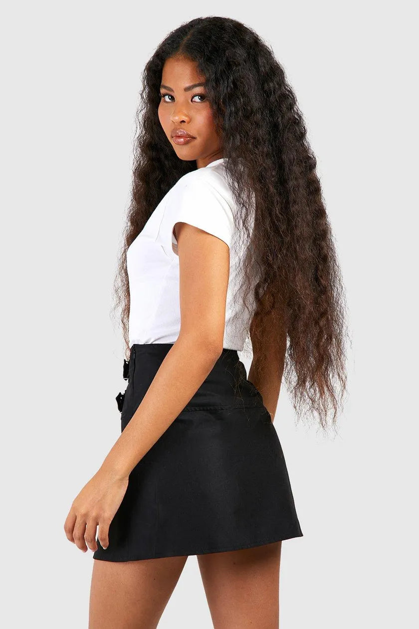 Petite Buckle Detail Printed Mini Skirt