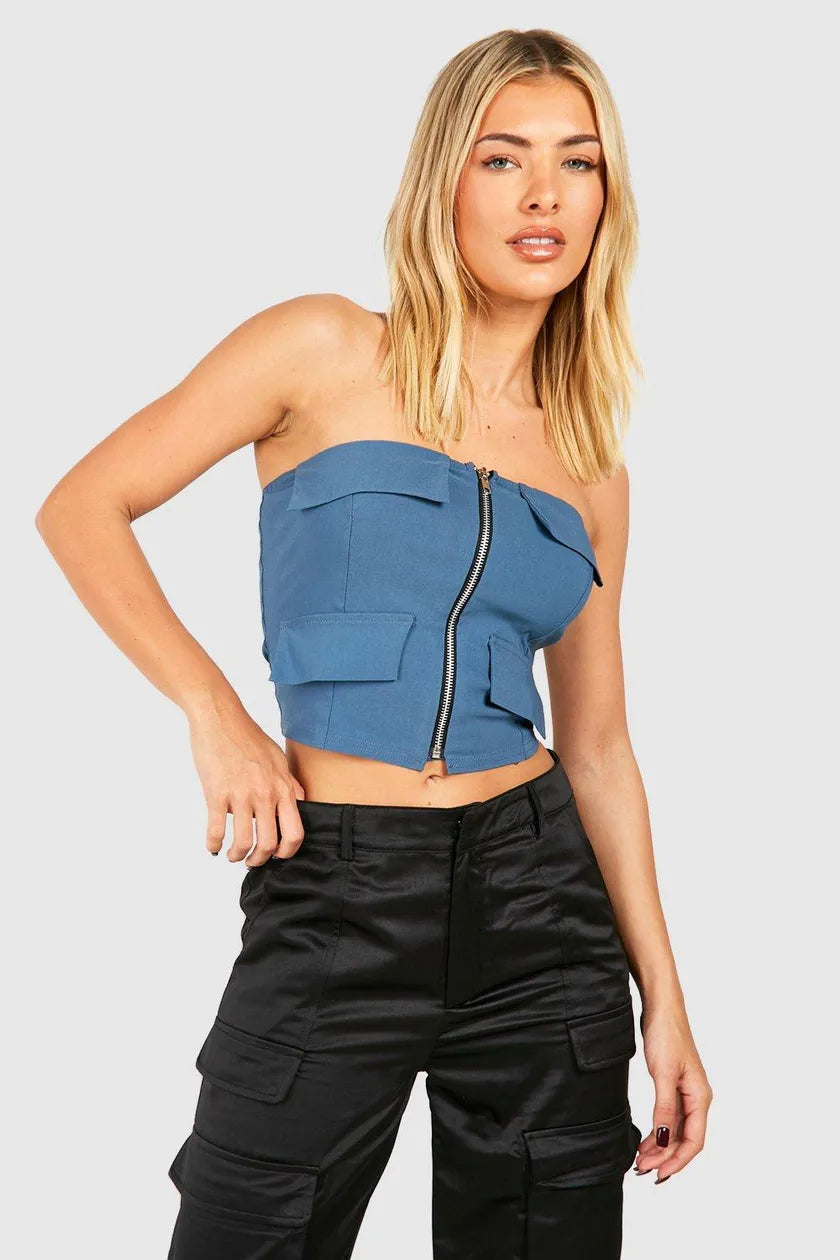 Begaline Pocket Detail Zip Bandeau