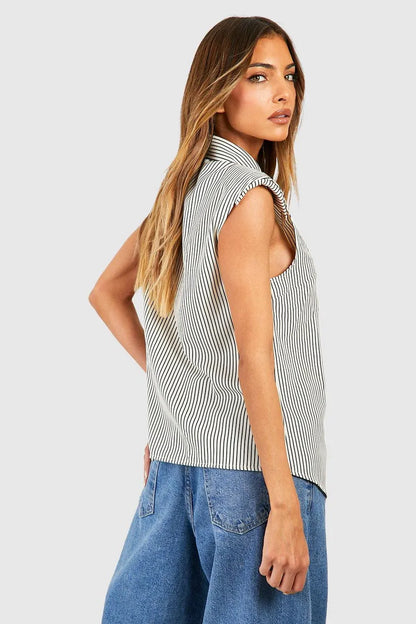 Stripe Shoulder Pad Shirt