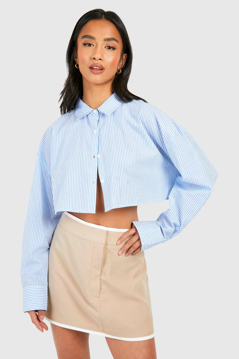 Petite Cropped Stripe Shirt