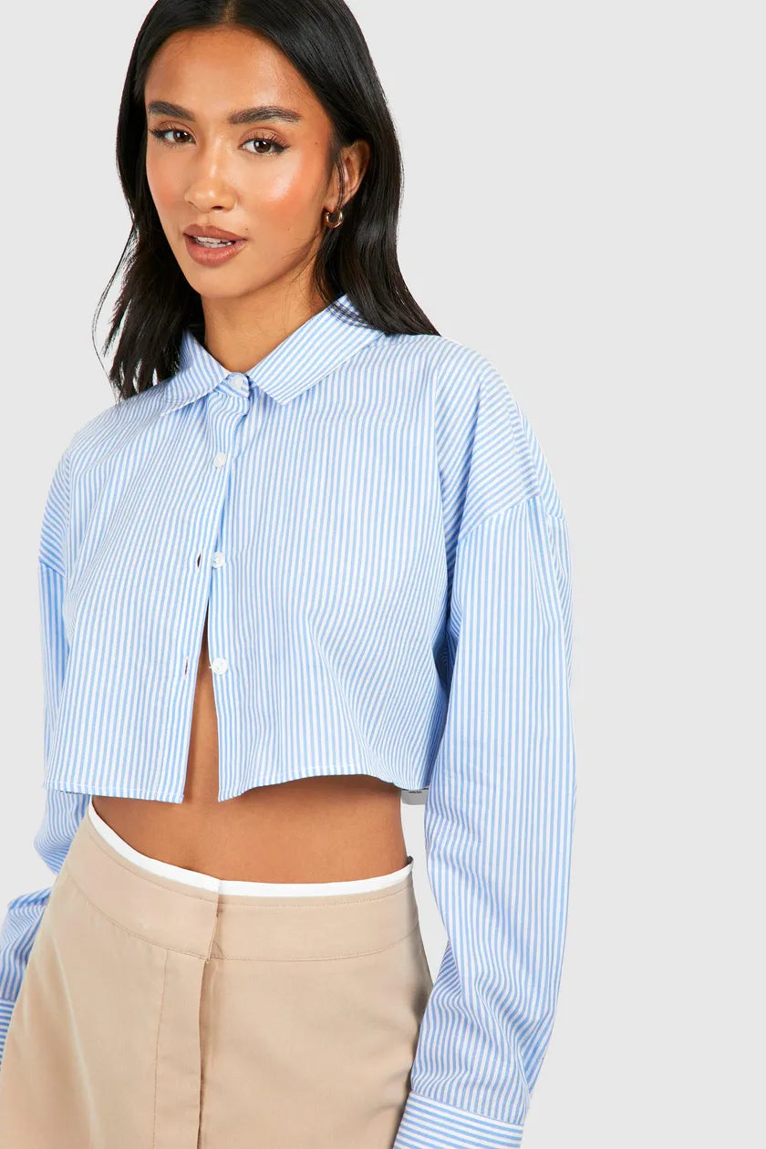 Petite Cropped Stripe Shirt