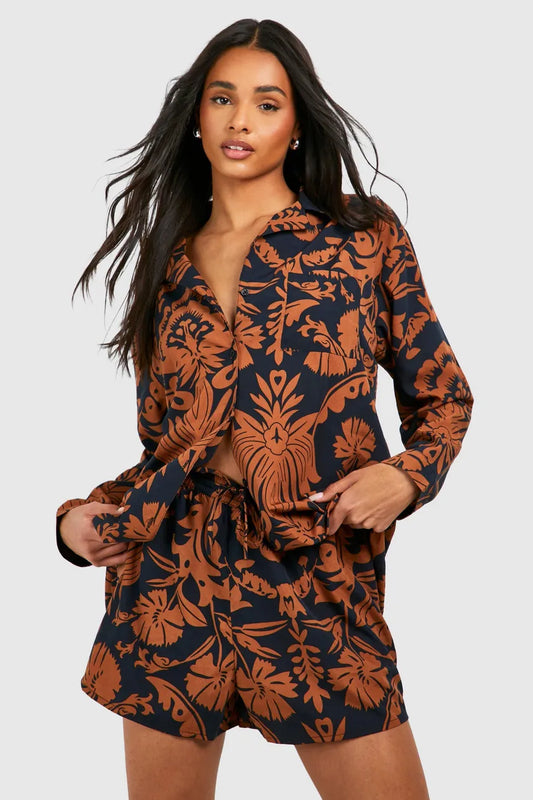 Tall Long Sleeve Shirt And Shorts Co-ord