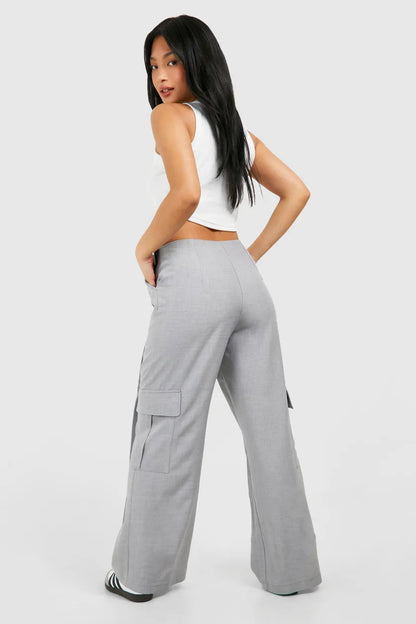 Fold Over Waistband Cargo Trouser Grey