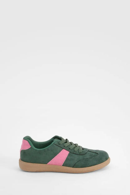 Contrast Panel Gum Sole Trainers Green