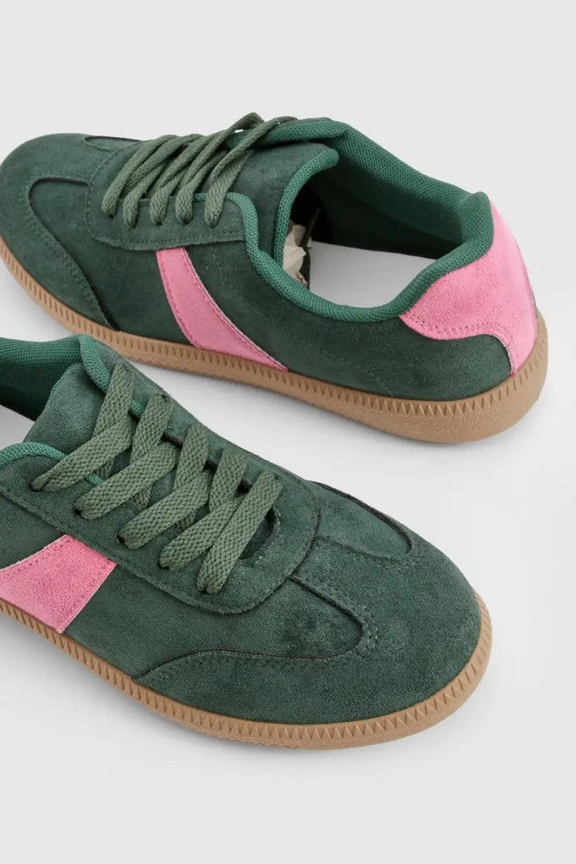 Contrast Panel Gum Sole Trainers Green