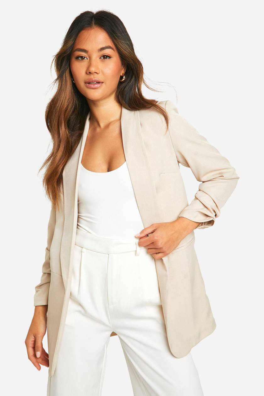 Ruched Sleeve Tailored Blazer