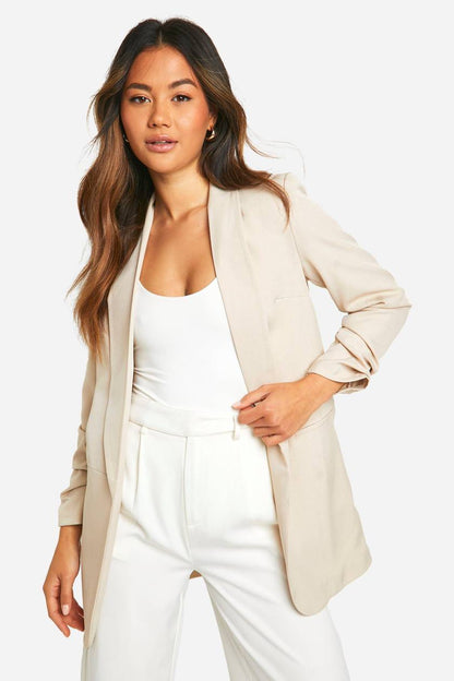 Ruched Sleeve Tailored Blazer