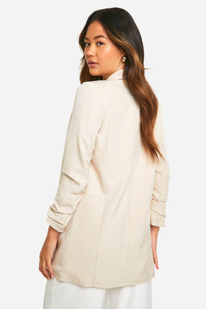 Ruched Sleeve Tailored Blazer