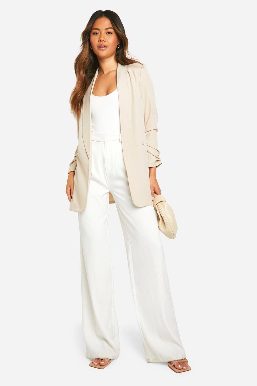 Ruched Sleeve Tailored Blazer