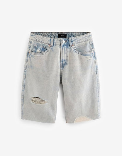 Ripped Denim Bermuda Shorts
