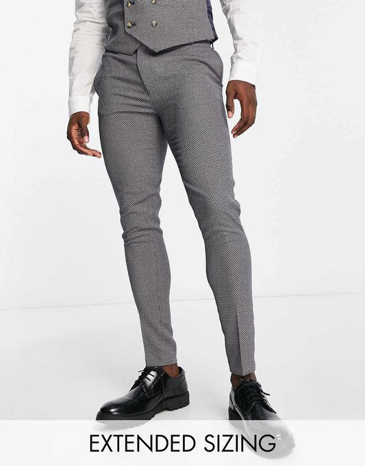 ASOS DESIGN Wedding Super Skinny Suit Trousers In Birdseye Texture In Tan-Brown