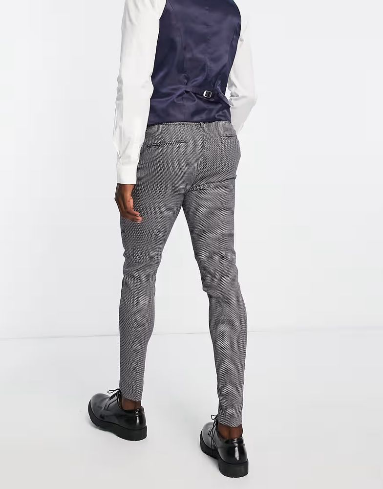 ASOS DESIGN Wedding Super Skinny Suit Trousers In Birdseye Texture In Tan-Brown