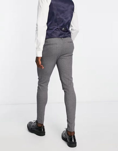 ASOS DESIGN Wedding Super Skinny Suit Trousers In Birdseye Texture In Tan-Brown
