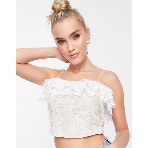 Lace Ruffle Corset Top In Blush-Pink