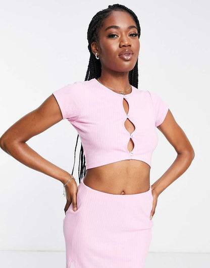 Miss Selfridge Rribbed Skirt In Pink
