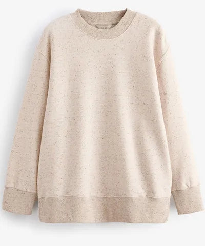 Natural Oatmeal Relaxed Fit Essentials Longline Sweatshirt