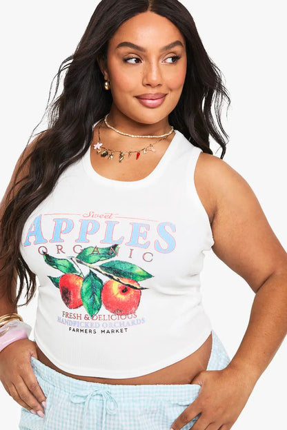 White Plus Sweet Apples Racer Vest Top