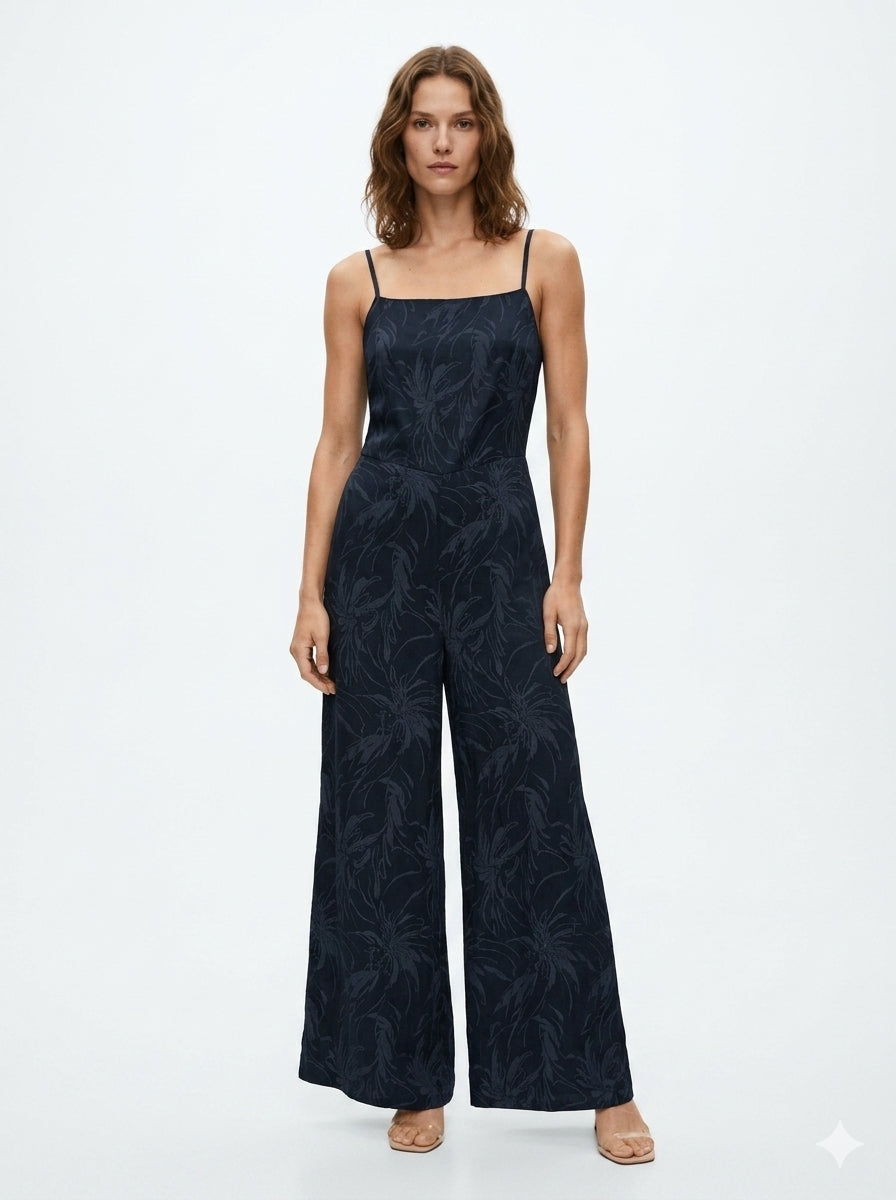 Navy Blue Wide Leg Jumpsuit
