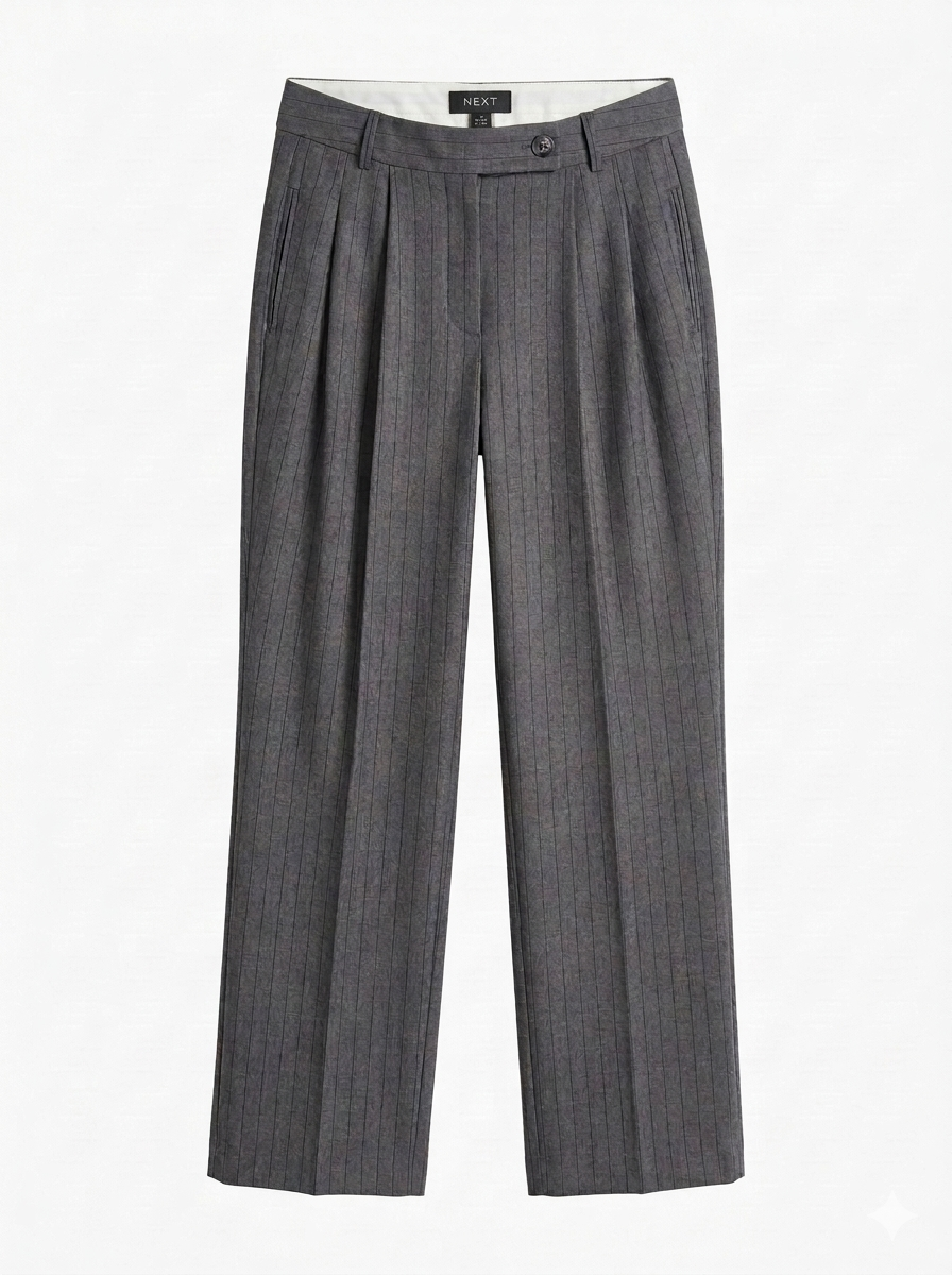 Tall Grey Pinstripe Wide Leg Trouser