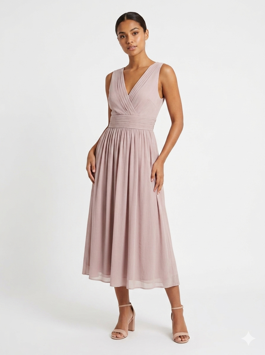 Jolie Floral Pleated Bodice Chiffon Maxi Dress