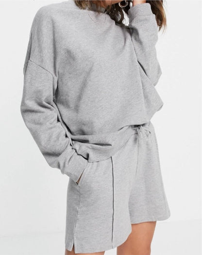 Sweat Short  With Pintuck In Organic Cotton In Grey