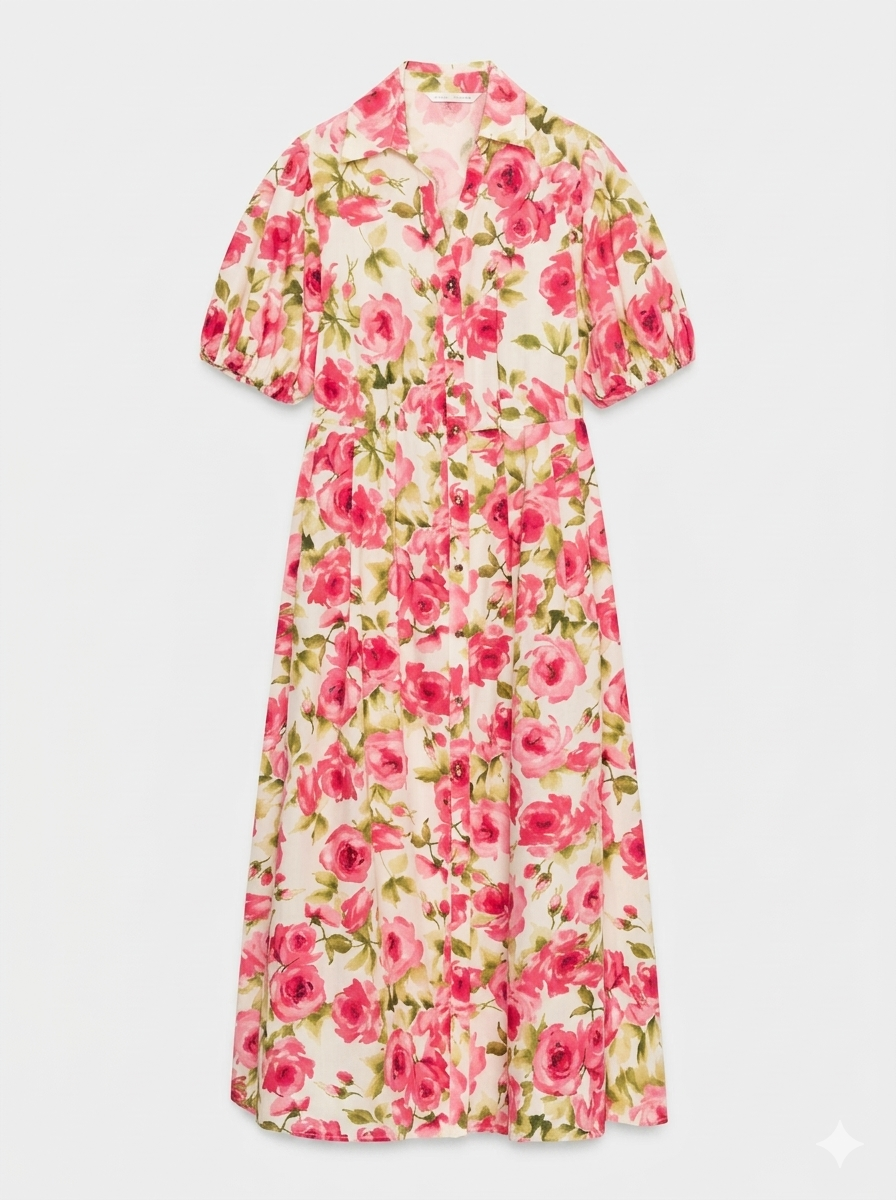 Zara Floral Print Multicolored Midi Dress