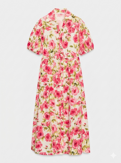 Zara Floral Print Multicolored Midi Dress