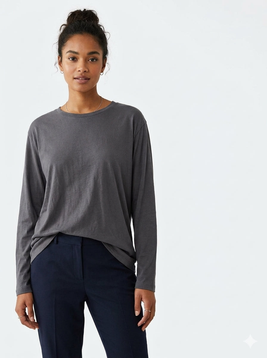 Charcoal Grey Long Sleeve Top